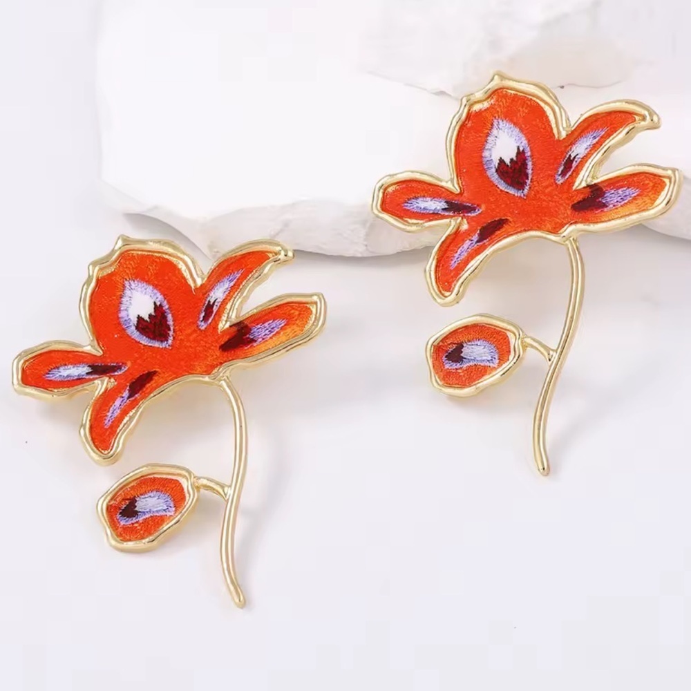 Zara Enameled Flower Earrings - Picture 3 of 6